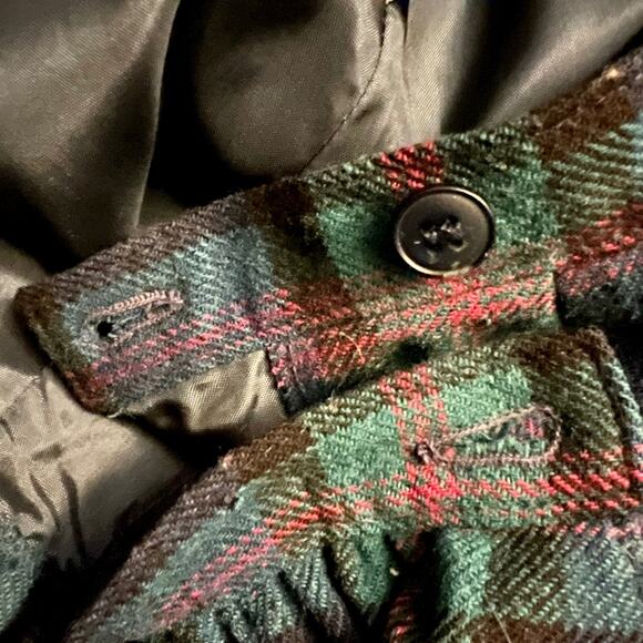80’s Vintage Pendleton Pink Navy Blue Green Preppy Plaid Faux Wrap Wool Skirt 6 - Picture 11 of 11